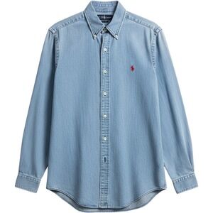 Ralph Lauren Blake Mens Denim Button Down Shirt Medium Wash Blue Cotton Size M